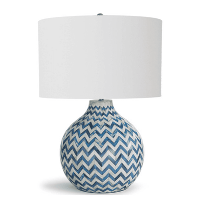 Chevron Bone Table Lamp - Indigo - Our Boat House