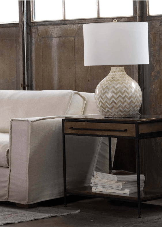 Chevron Bone Table Lamp - Natural - Our Boat House