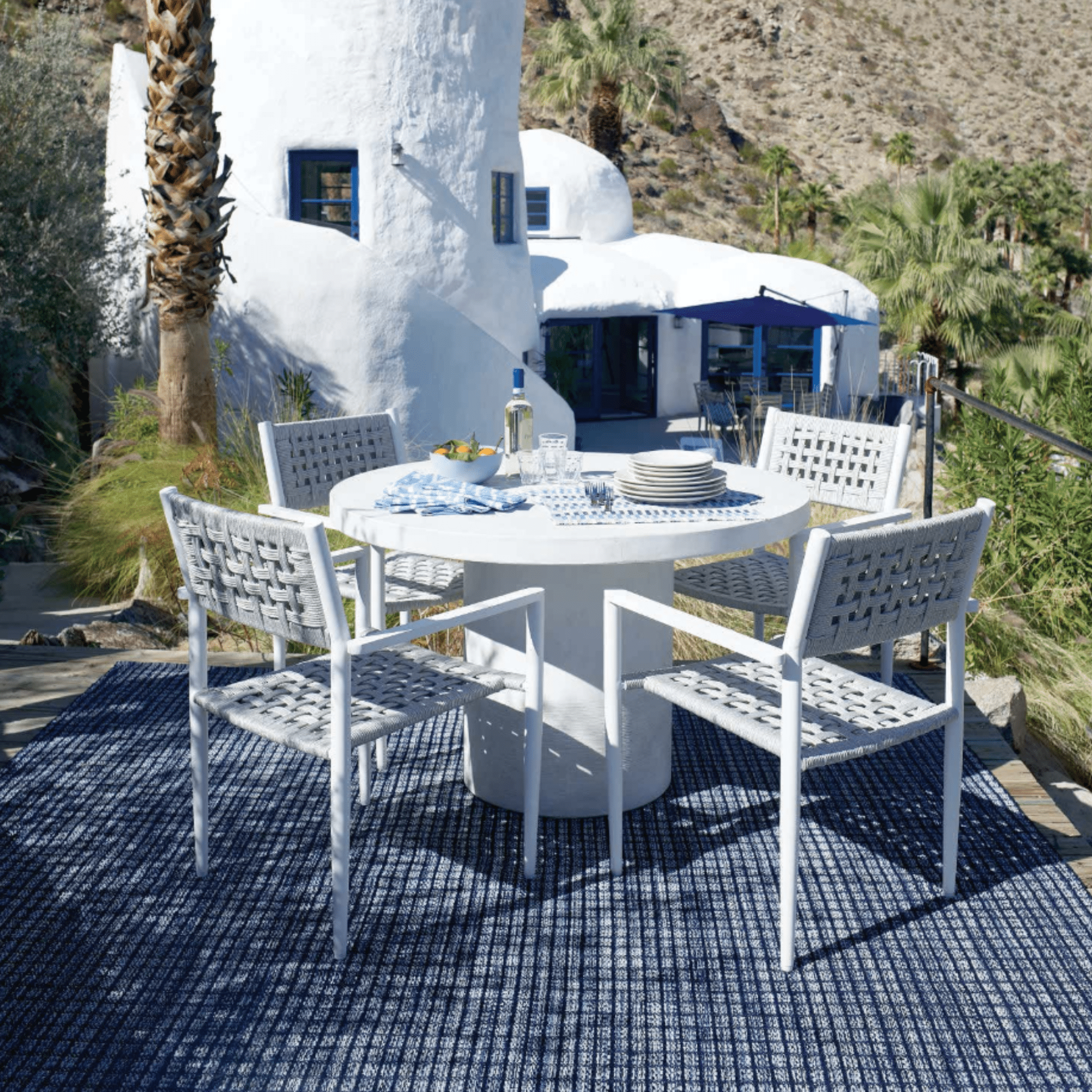 Coco Handwoven Indoor/Outdoor Rug - Blue - Our Boat House