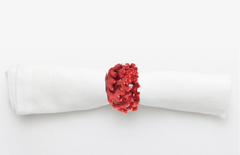 Coral Red Coated Napkin Ring - Set of Four