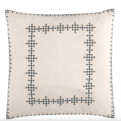 Cross - Stitch Linen Navy Sham - Our Boat House