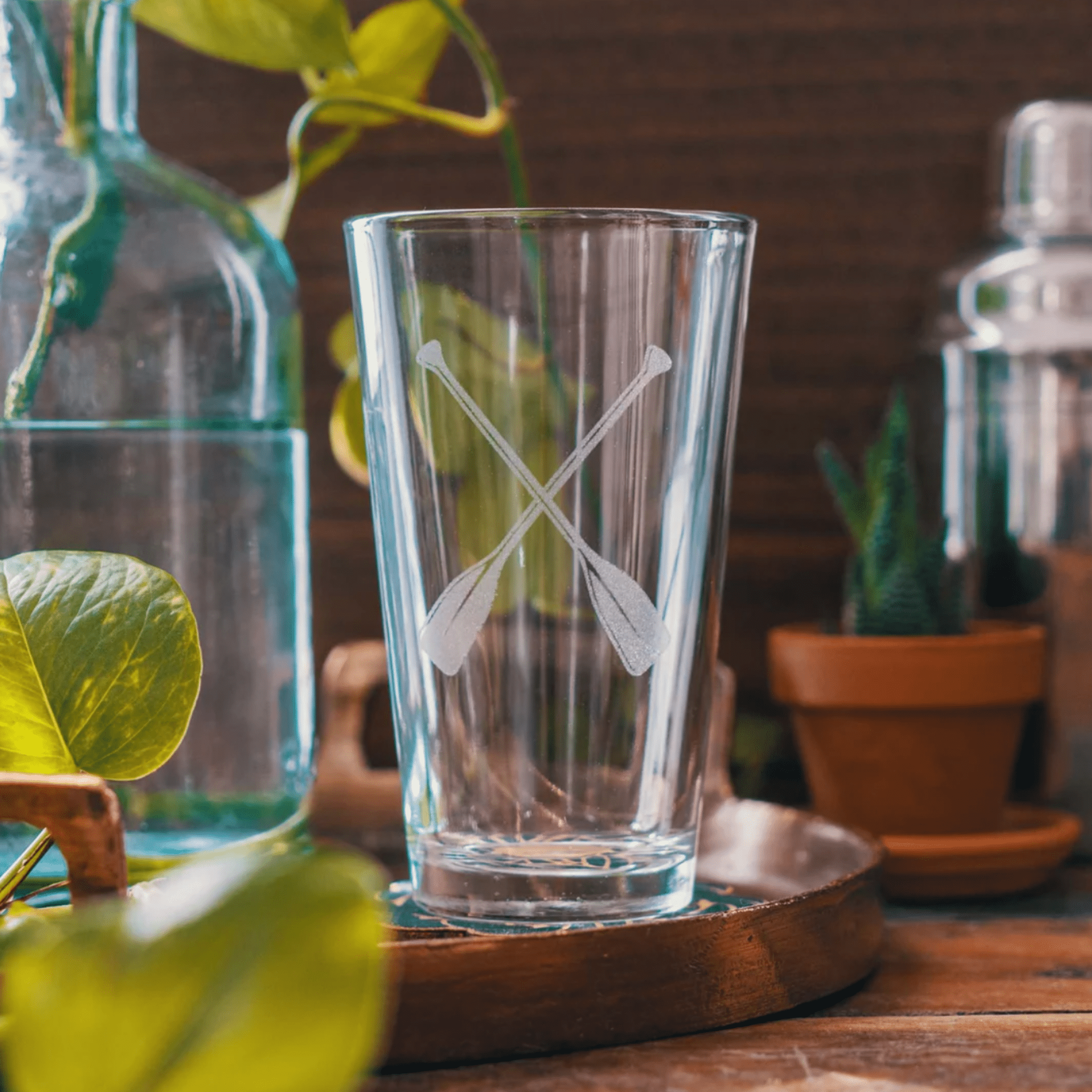 Crossed Paddles Glassware Set of Six - Four Styles - Our Boat House