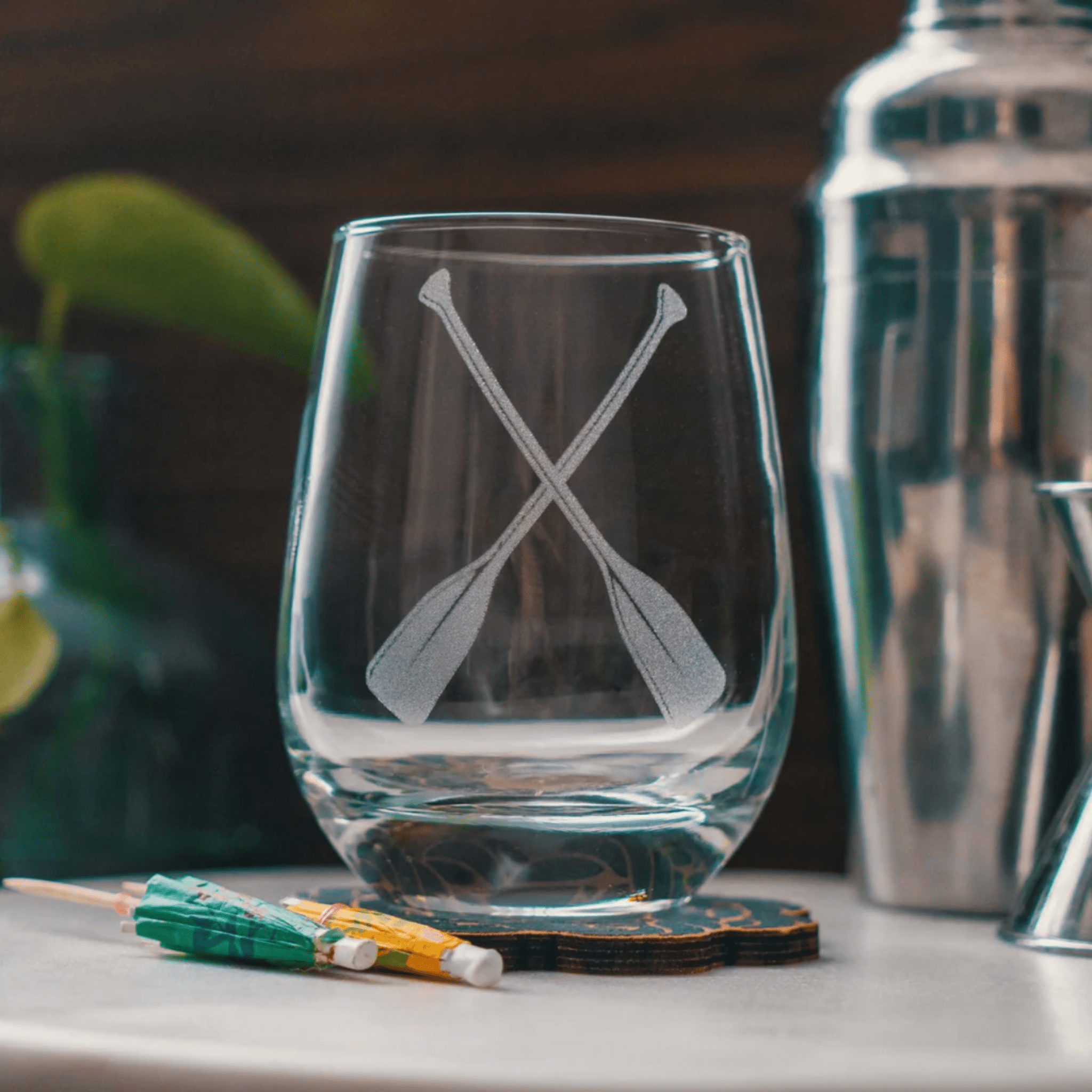 Crossed Paddles Glassware Set of Six - Four Styles - Our Boat House
