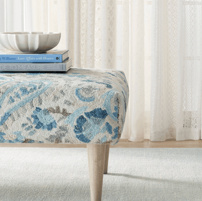 Crosshatch Micro Hooked Wool Rug - Sky Blue - Our Boat House