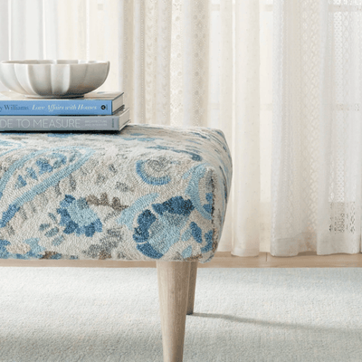 Crosshatch Micro Hooked Wool Rug - Sky Blue - Our Boat House