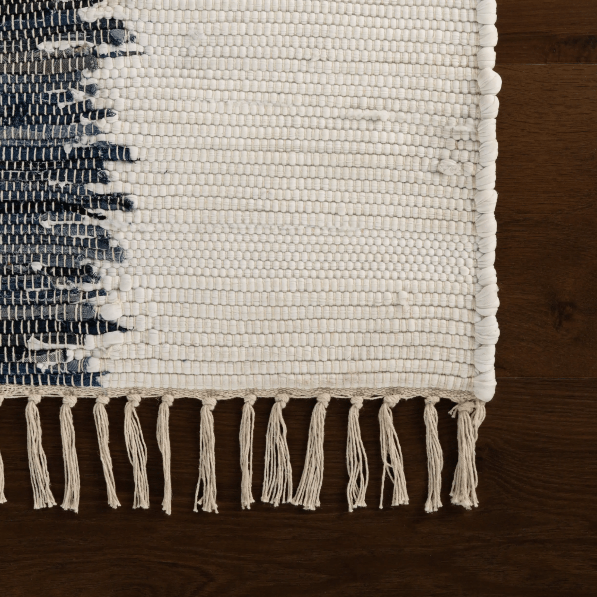 Dahara Denim Bohemian Abstract Rug - coastal inspired home furnishing close up