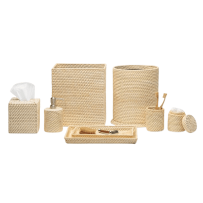 Dalton Bath Accessories - Cream Rattan - Our Boat House