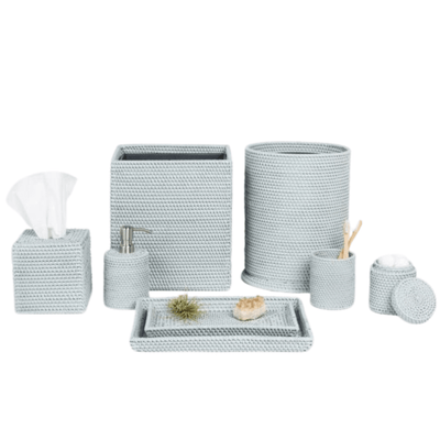 Dalton Bath Accessories - Light Gray Rattan - Our Boat House