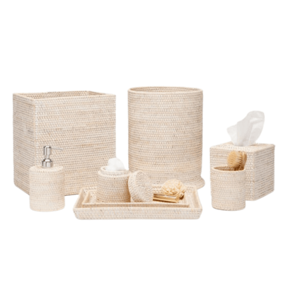Dalton Bath Accessories - Whitewash Rattan - Our Boat House