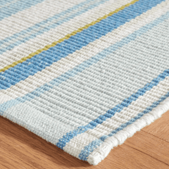 Daphne Stripe Handwoven Cotton Rug - French Blue - Our Boat House