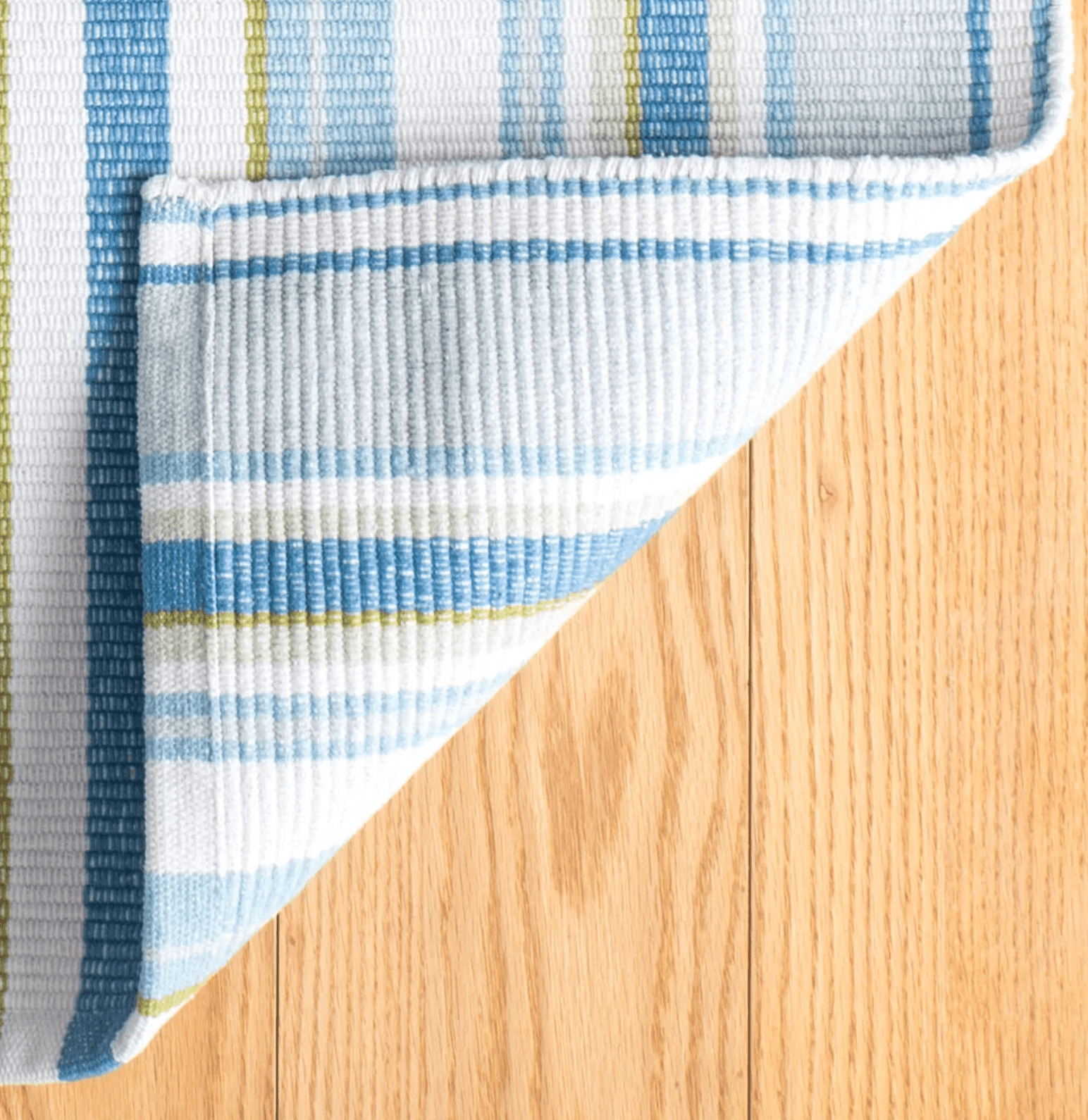 Daphne Stripe Handwoven Cotton Rug - French Blue - Our Boat House