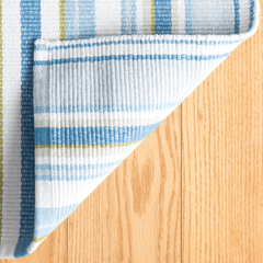 Daphne Stripe Handwoven Cotton Rug - French Blue - Our Boat House