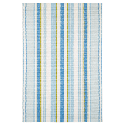 Daphne Stripe Handwoven Cotton Rug - French Blue - Our Boat House