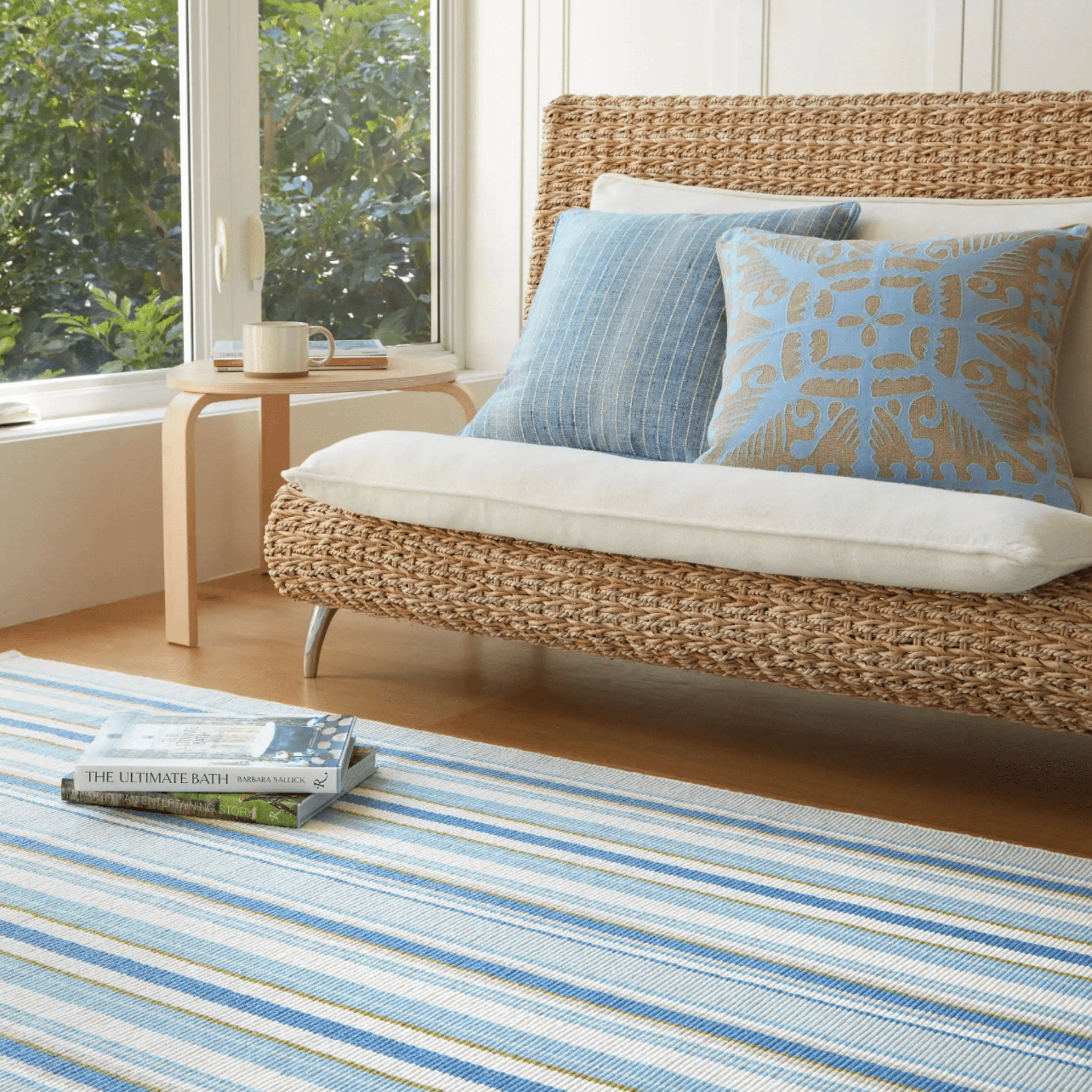 Daphne Stripe Handwoven Cotton Rug - French Blue - coastal inspired home furnishing lifestyle