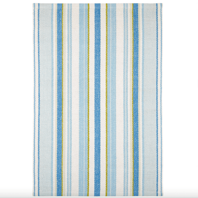 Daphne Stripe Handwoven Cotton Rug - French Blue - Our Boat House