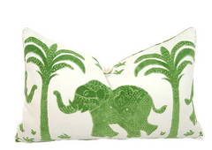 Darby Green Elephant Lumbar Pillow