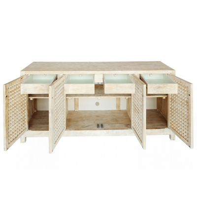 Denby Driftwood Lattice Sideboard - Whitewash