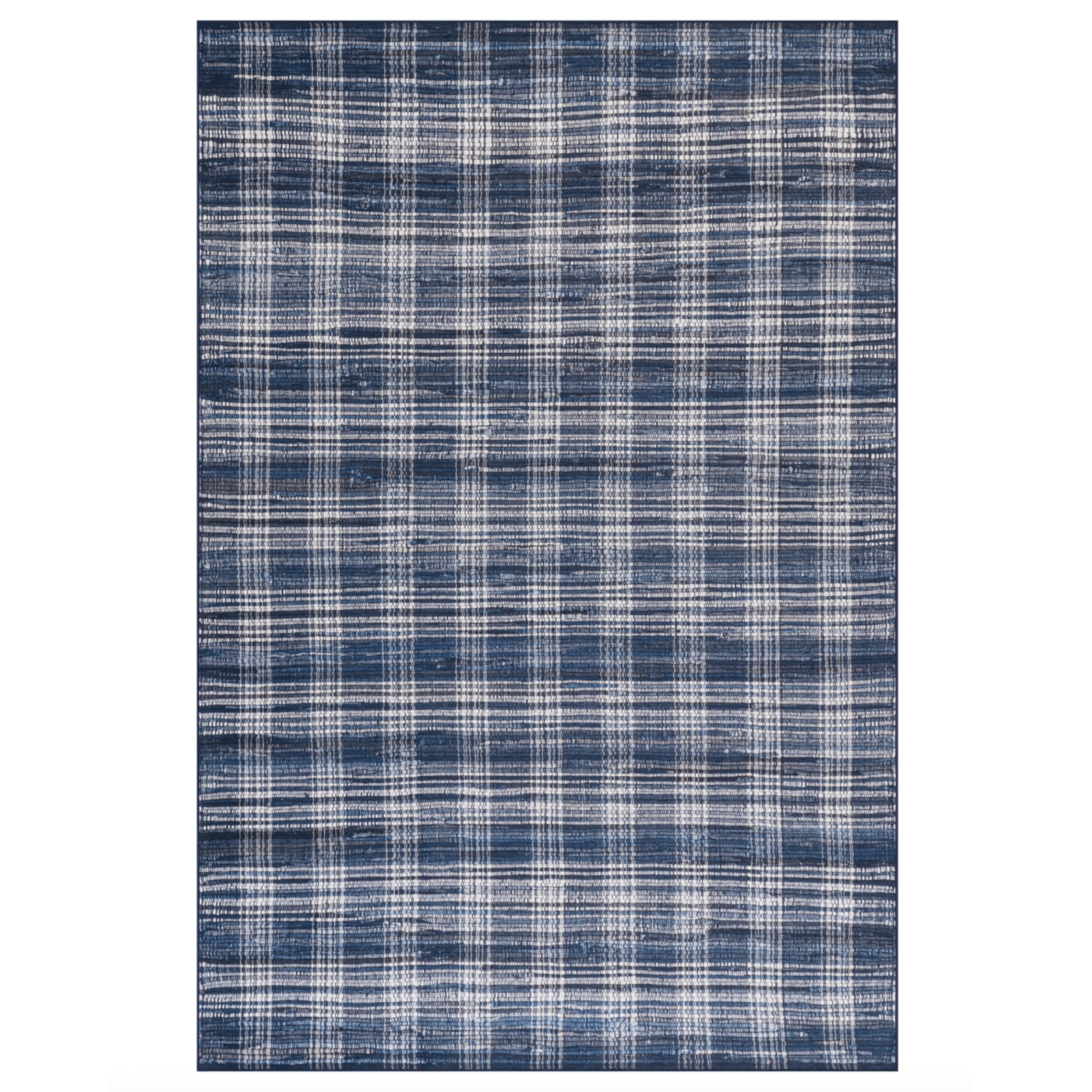 Denim Plaid Machine Washable Rug - Our Boat House