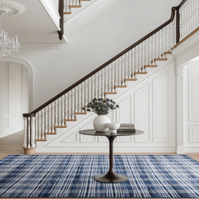 Denim Plaid Machine Washable Rug - Our Boat House