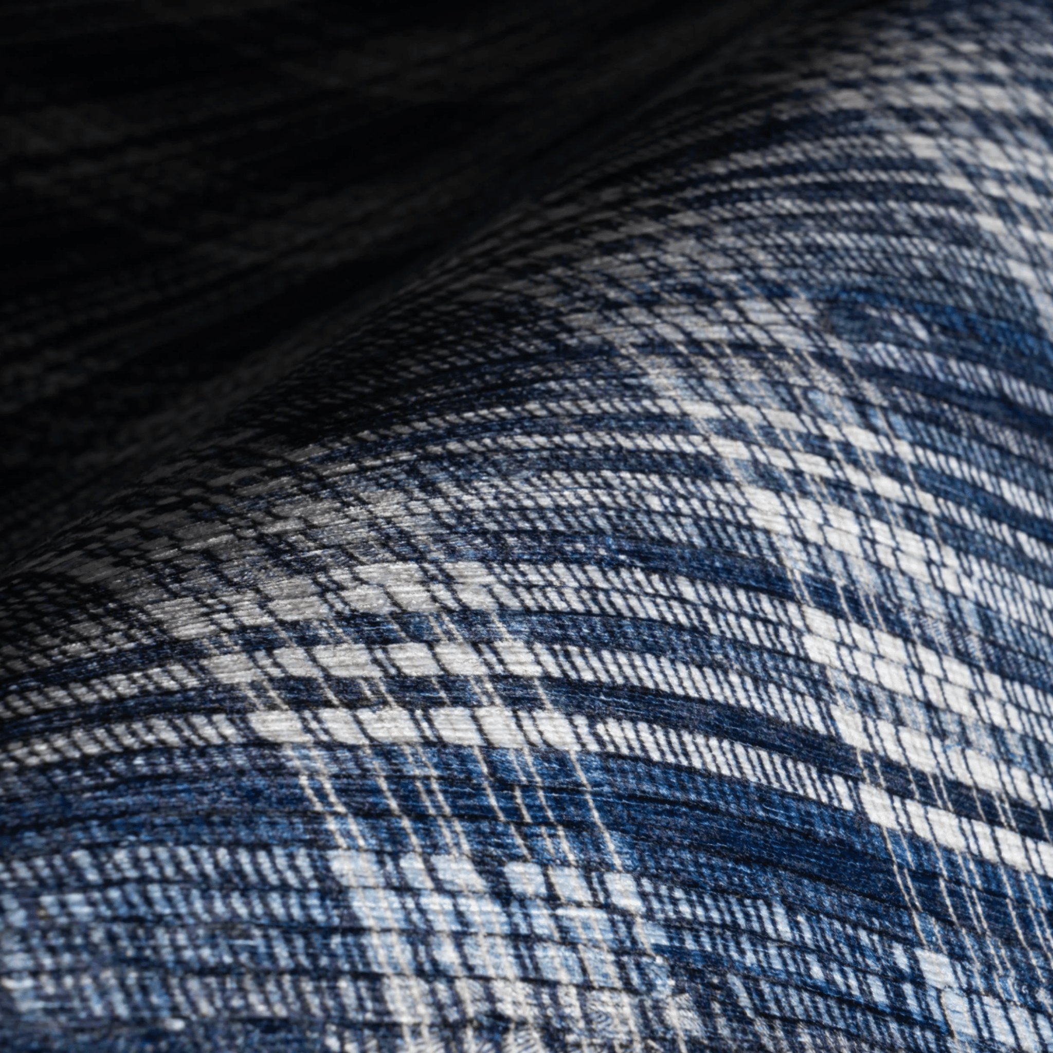 Denim Plaid Machine Washable Rug - Our Boat House