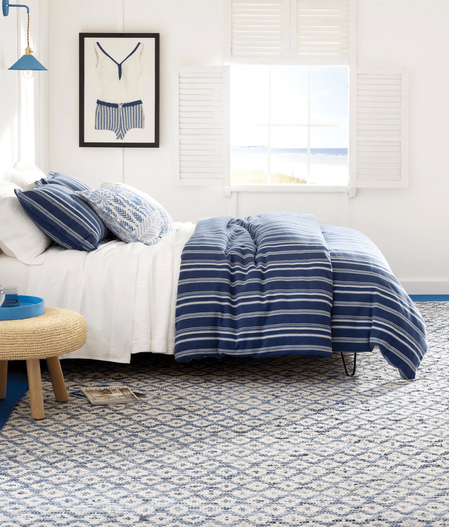 Denim Rag Diamond Ivory Woven Rug - Our Boat House