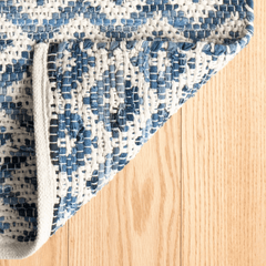 Denim Rag Diamond Ivory Woven Rug - Blue – Our Boat House