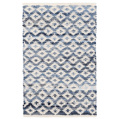 Denim Rag Diamond Ivory Woven Rug - Blue - Our Boat House