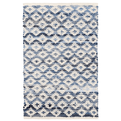 Denim Rag Diamond Ivory Woven Rug - Blue - Our Boat House