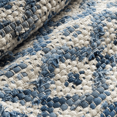 Denim Rag Diamond Ivory Woven Rug - Blue - Our Boat House