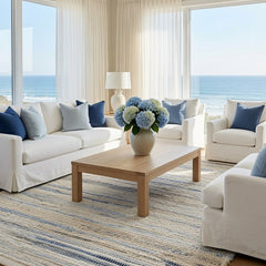 Denim Rag Handwoven Cotton Rug - Blue & Ivory - Our Boat House