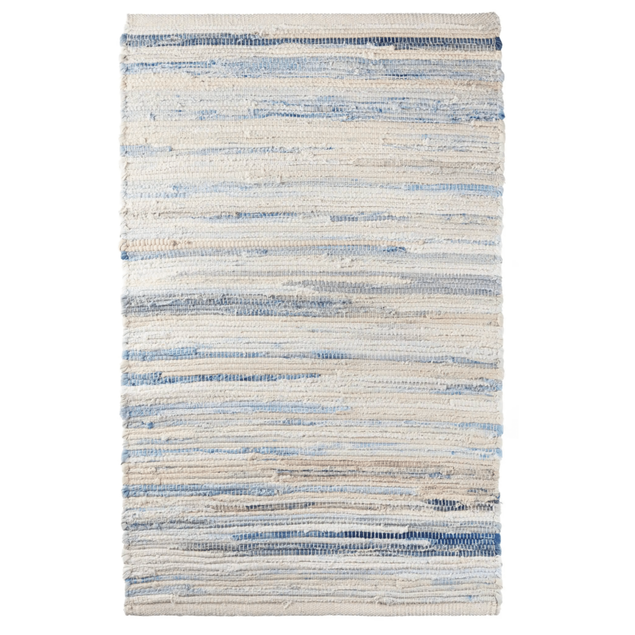 Denim Rag Handwoven Cotton Rug - Blue & Ivory - Our Boat House