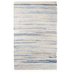 Denim Rag Handwoven Cotton Rug - Blue & Ivory - Our Boat House