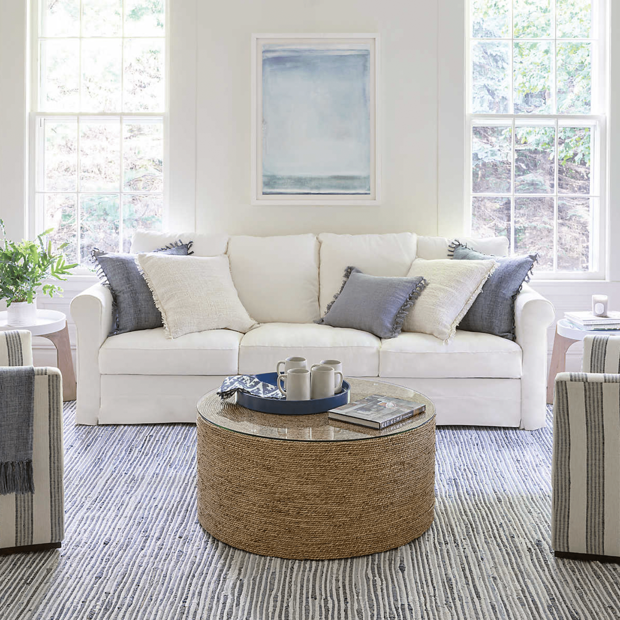 Denim Rag Ribbed Handwoven Cotton Rug - Denim Blue – Our Boat House