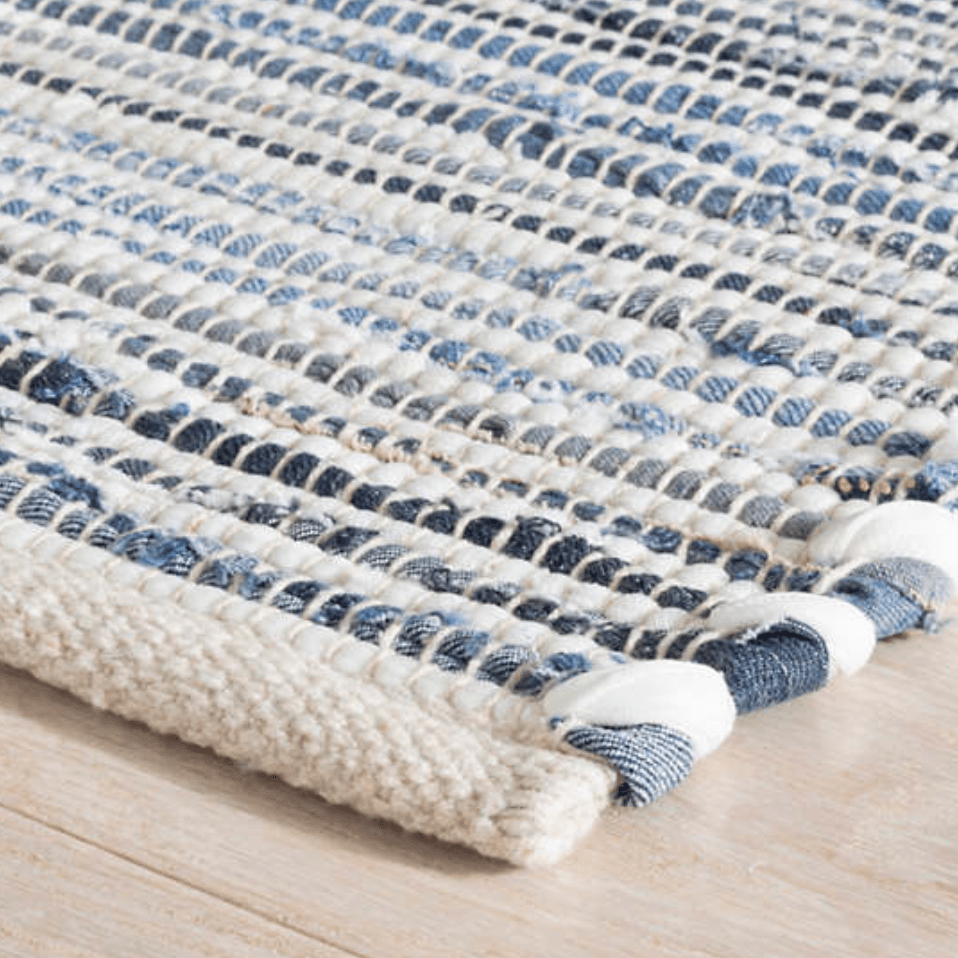 Denim Rag Ribbed Handwoven Cotton Rug - Denim Blue – Our Boat House