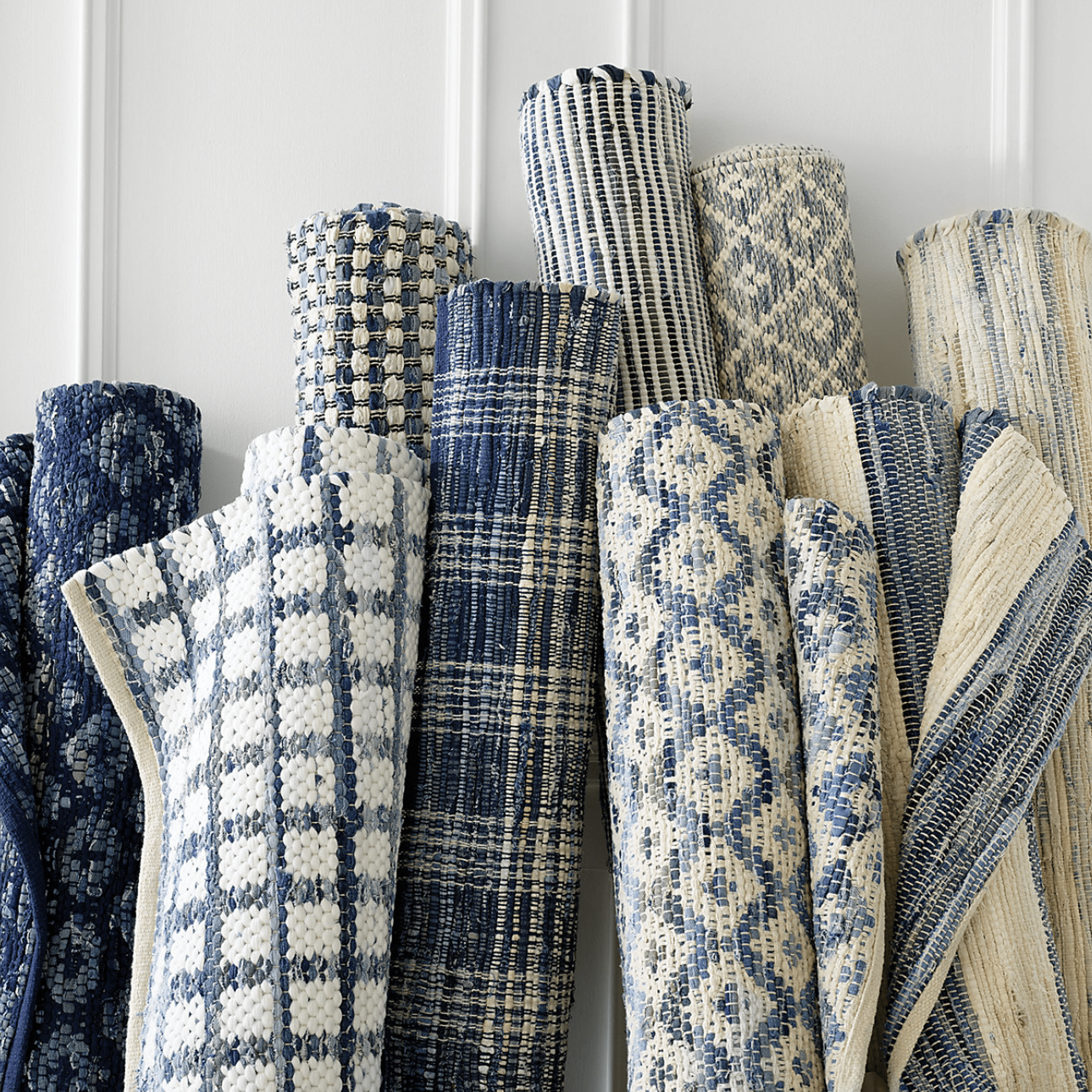 Denim Rag Ribbed Handwoven Cotton Rug - Denim Blue Denim Rag Ribbed Handwoven Cotton Rug - Denim Blue