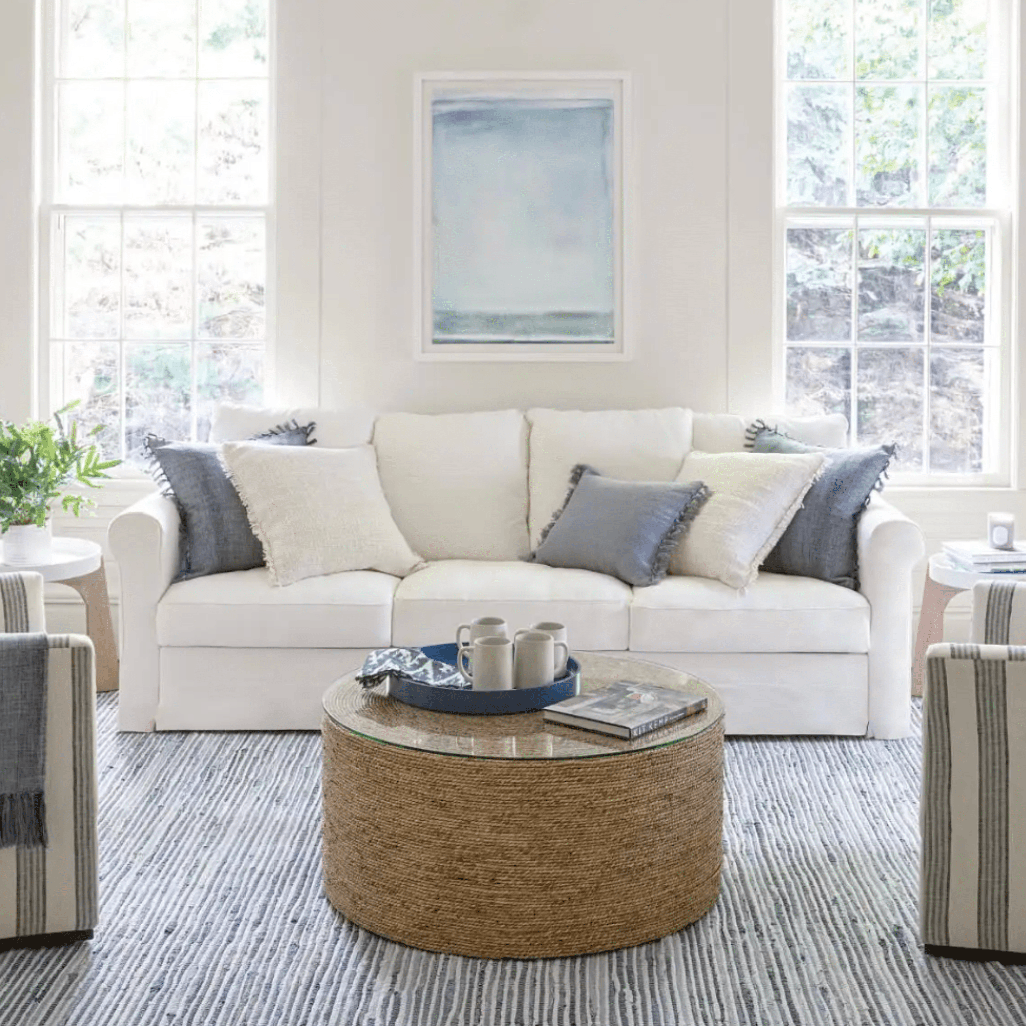 Denim Rag Ribbed Handwoven Cotton Rug - Denim Blue - Our Boat House