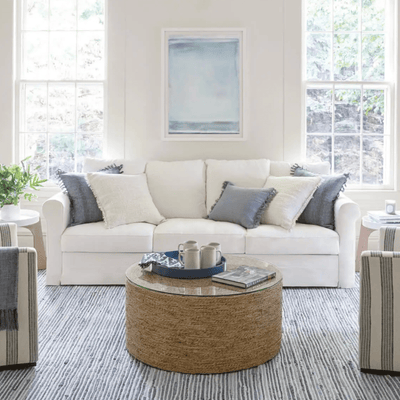 Denim Rag Ribbed Handwoven Cotton Rug - Denim Blue - Our Boat House