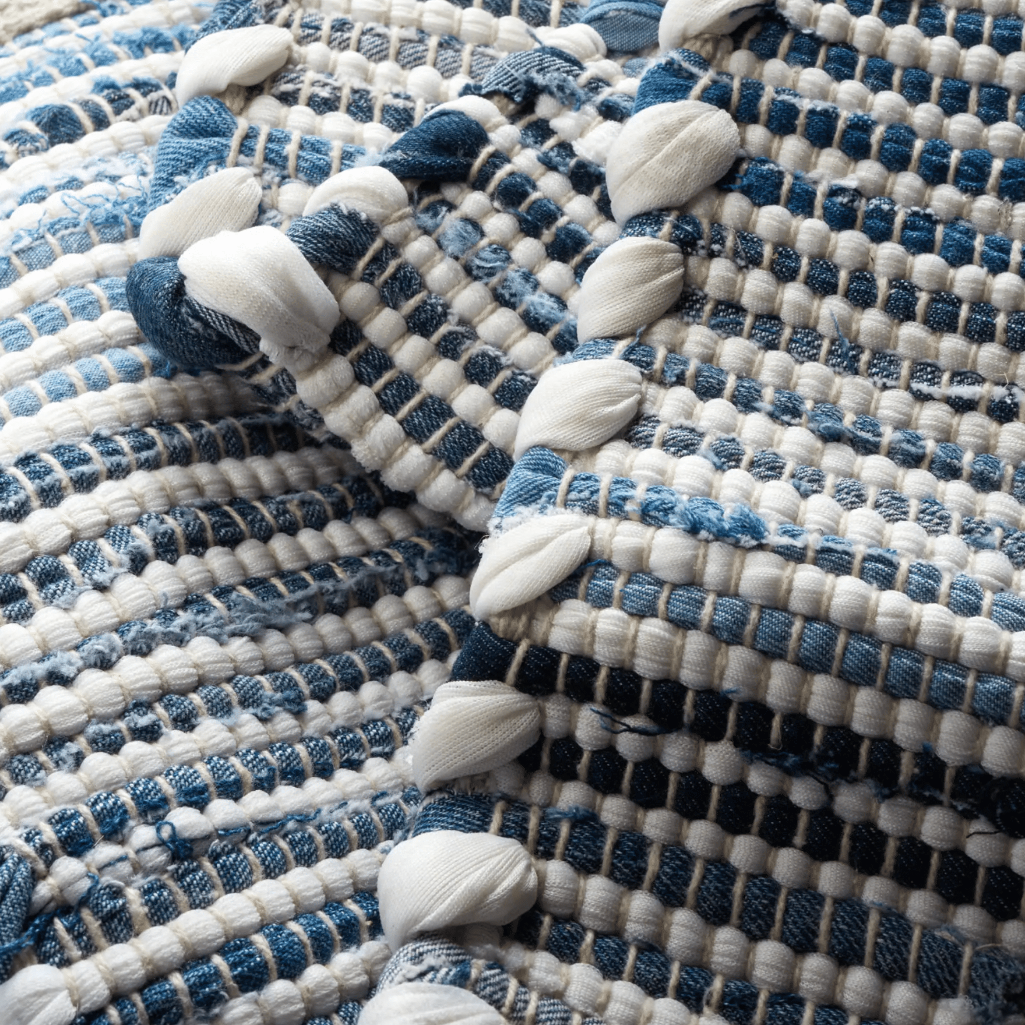 Denim Rag Ribbed Handwoven Cotton Rug - Denim Blue - Our Boat House