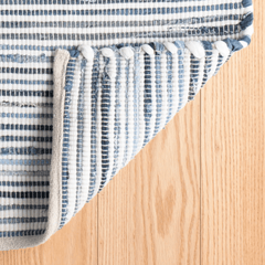 Denim Rag Ribbed Handwoven Cotton Rug - Denim Blue - Our Boat House