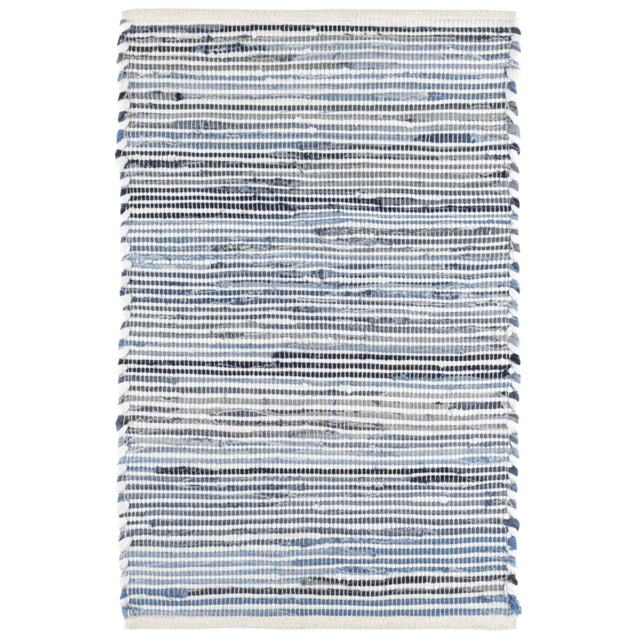 Denim Rag Ribbed Handwoven Cotton Rug - Denim Blue - Our Boat House