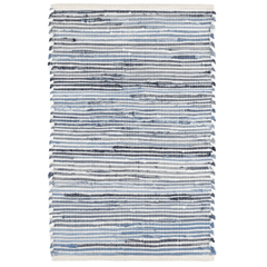 Denim Rag Ribbed Handwoven Cotton Rug - Denim Blue - Our Boat House
