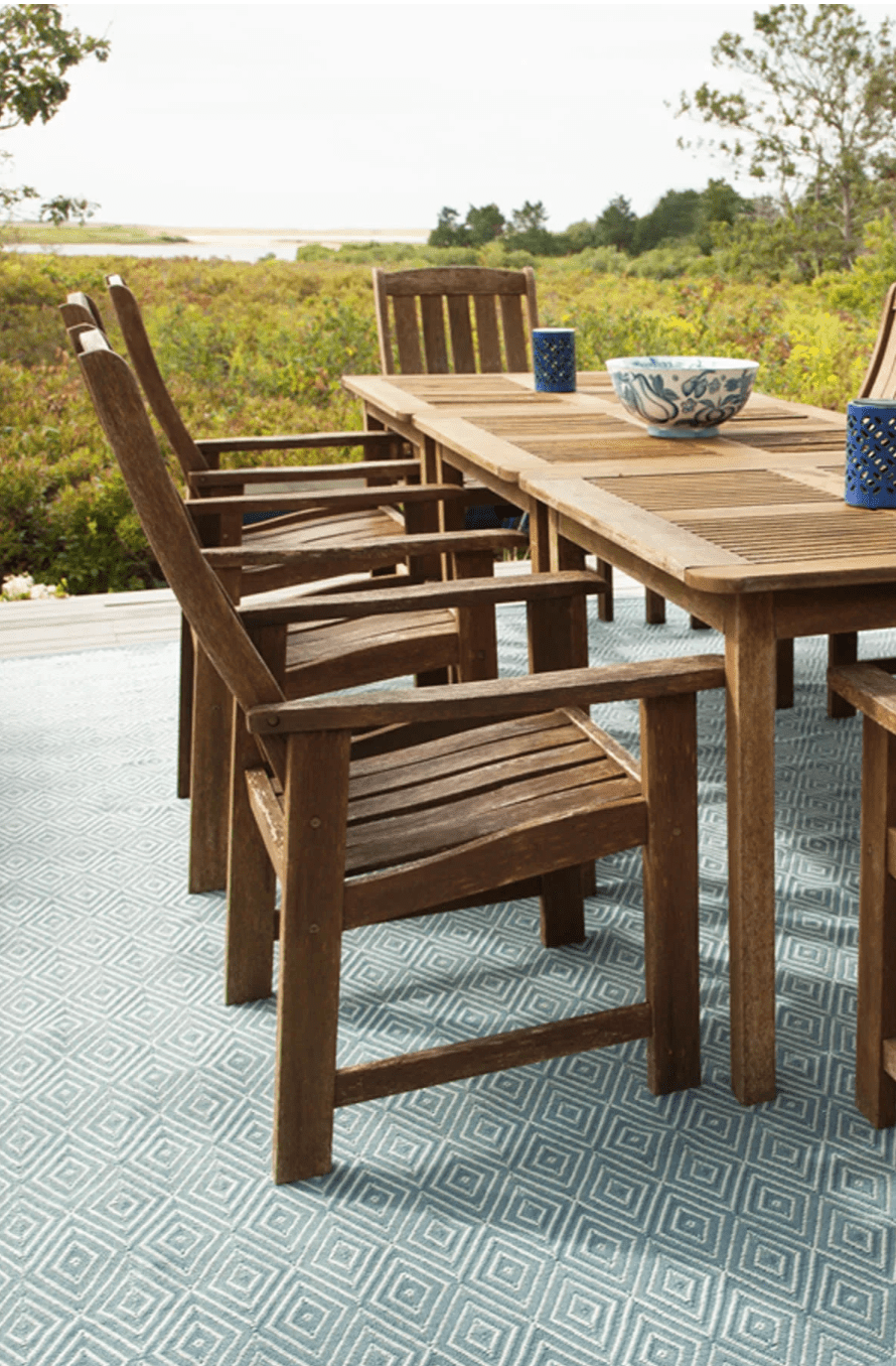 Diamond Handwoven Indoor/Outdoor Rug - Slate & Lt Blue - Our Boat House