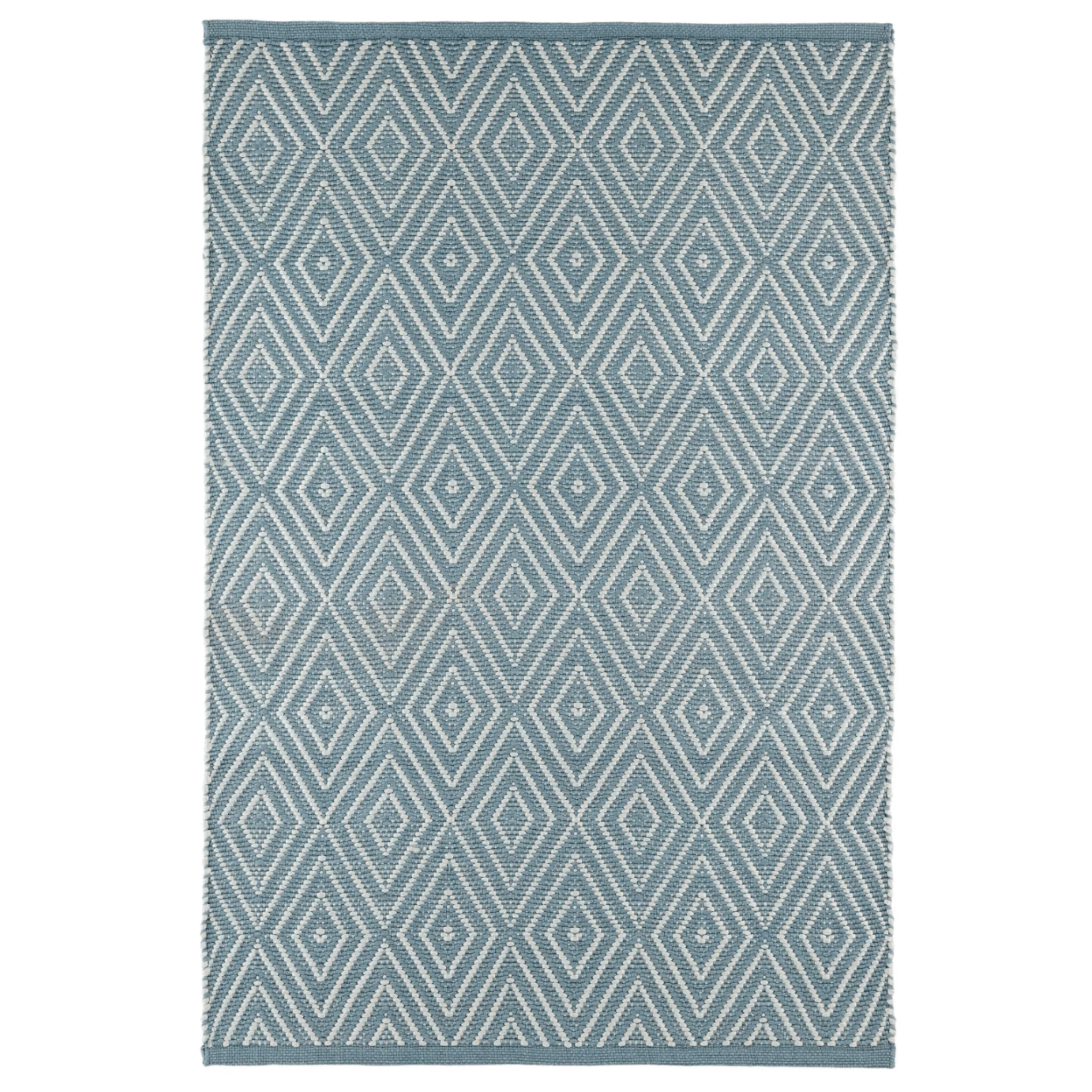 Diamond Handwoven Indoor/Outdoor Rug - Slate & Lt Blue - Our Boat House