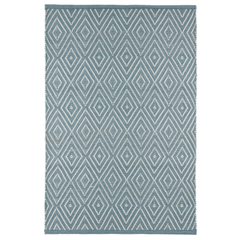 Diamond Handwoven Indoor/Outdoor Rug - Slate & Lt Blue - Our Boat House