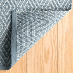 Diamond Handwoven Indoor/Outdoor Rug - Slate & Lt Blue - Our Boat House