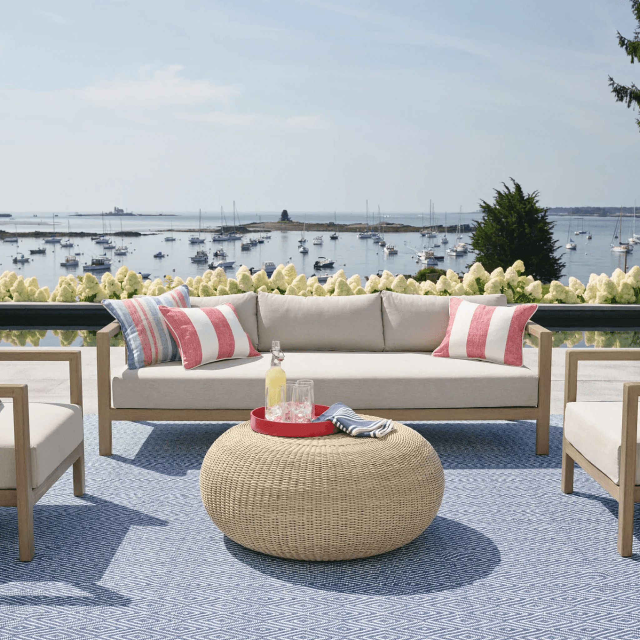 Diamond Indoor/Outdoor Rug - Denim & White - Our Boat House
