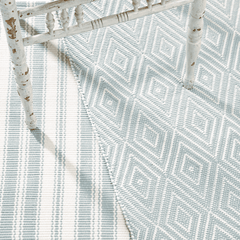 Diamond Indoor/Outdoor Rug - Light Blue & Ivory - Our Boat House