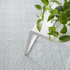 Diamond Indoor/Outdoor Rug - Light Blue & Ivory - Our Boat House