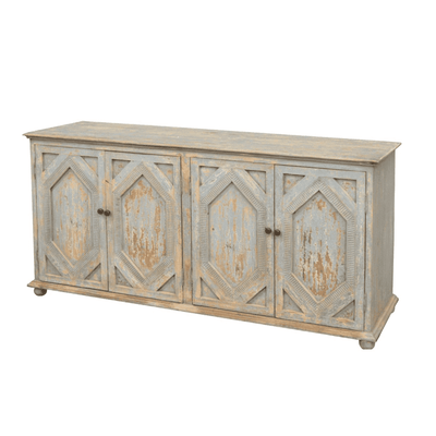 Distressed Carved Sideboard Light Blue - Our Boat House
