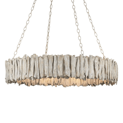 Driftwood Whitewash Ring Chandelier - Our Boat House